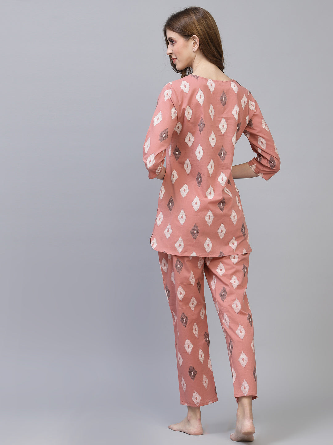Women's Ikat Print Rayon Night Suit Set