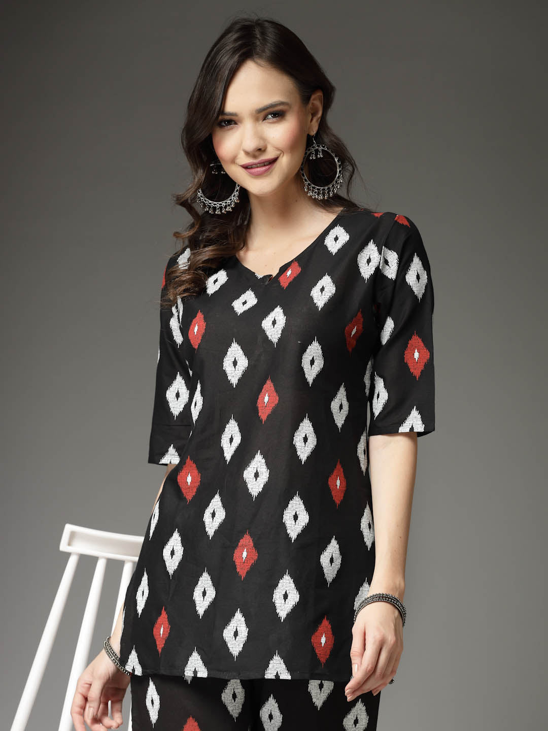 Women's Ikat Print Cotton Co-Ords Set