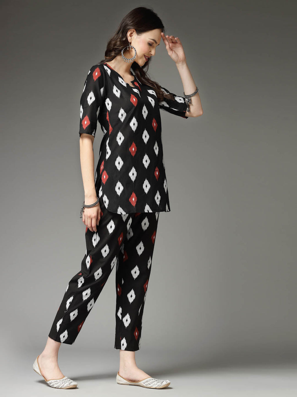Women's Ikat Print Cotton Co-Ords Set