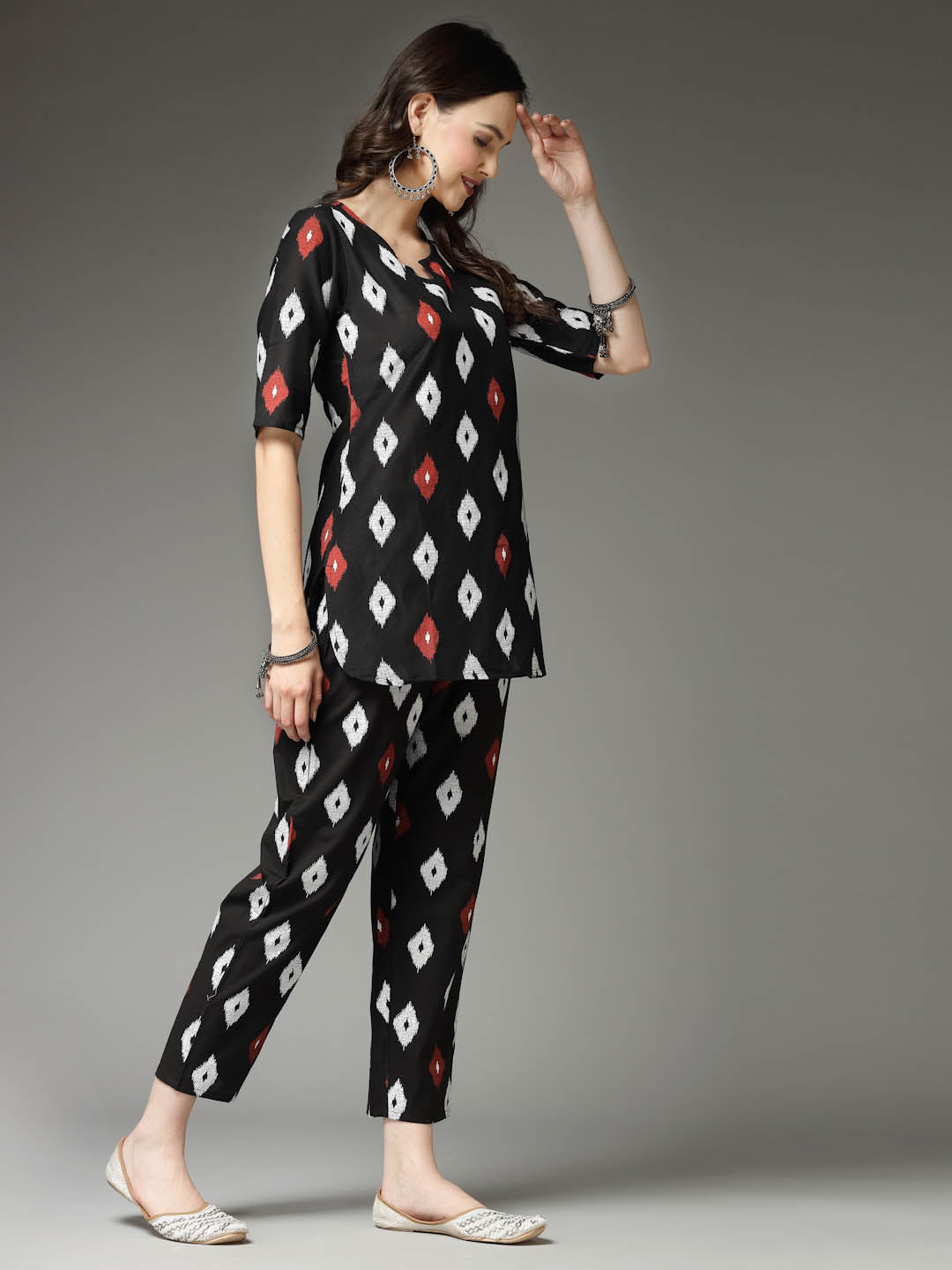 Women's Ikat Print Cotton Co-Ords Set